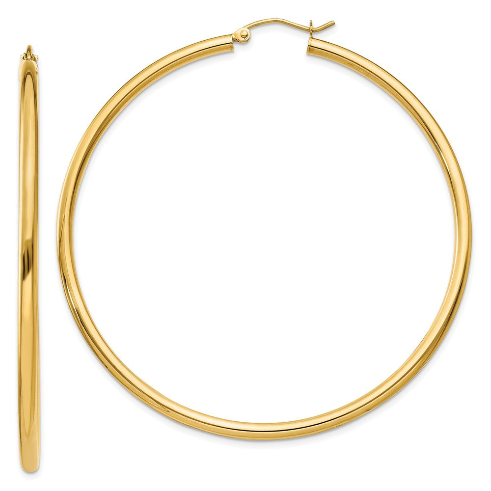 10K Yellow Gold 10K Polished 2.5mm Lightweight Tube Hoop Earrings