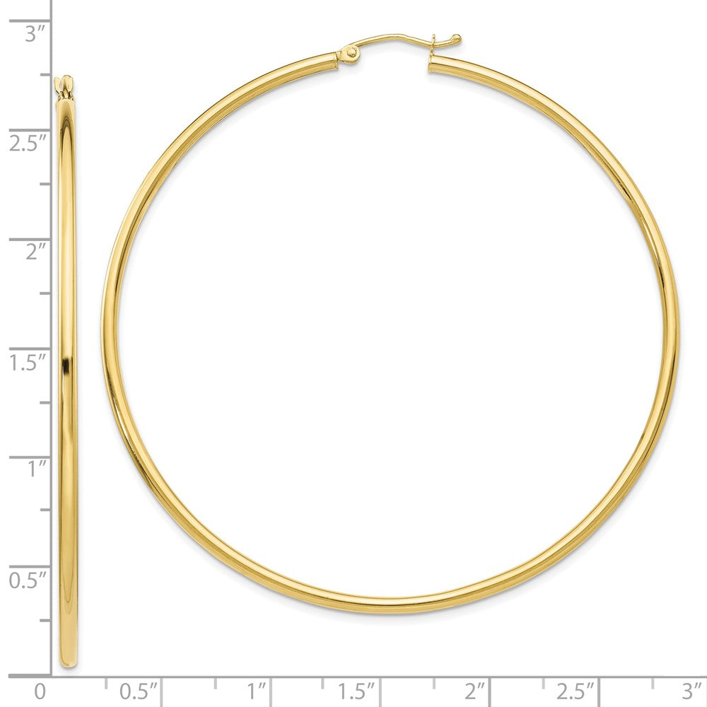 10K Yellow Gold 10K Polished 2.5mm Lightweight Tube Hoop Earrings