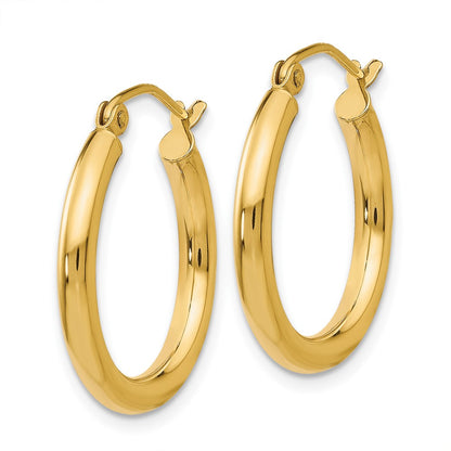 10K Yellow Gold 10K Polished 2.5mm Lightweight Tube Hoop Earrings