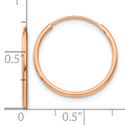 10K Rose Gold Polished Endless Tube Hoop Earrings