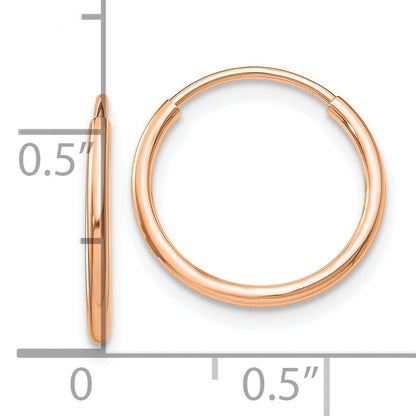 10K Rose Gold Polished Endless Tube Hoop Earrings