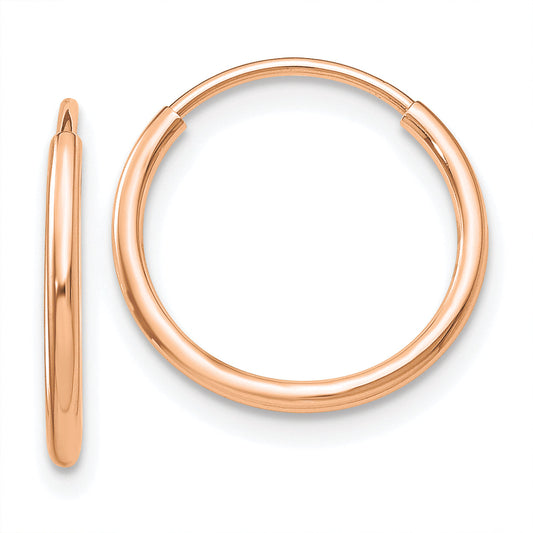 10K Rose Gold Polished Endless Tube Hoop Earrings