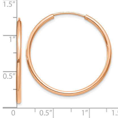 10K Rose Gold Polished Endless Tube Hoop Earrings