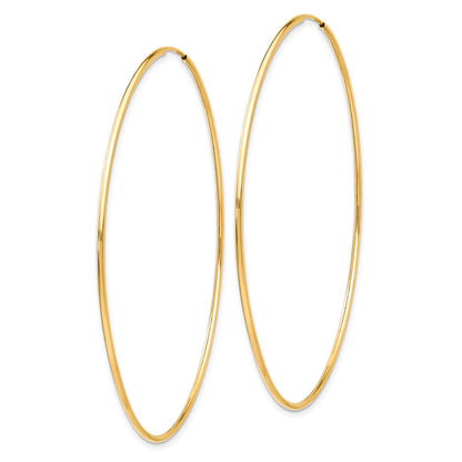 10K Yellow Gold Polished Endless Tube Hoop Earrings