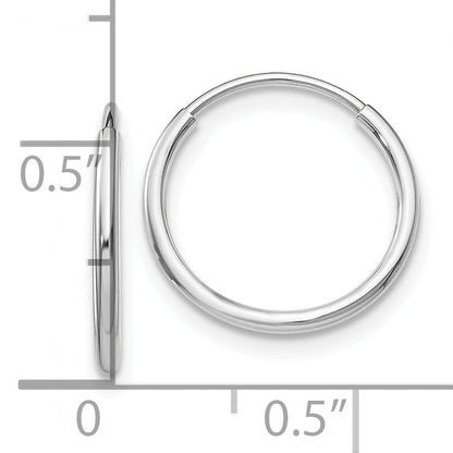 10K White Gold 1.2mm Endless Hoop Earrings