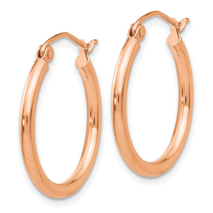 10K Rose Gold 10K Polished 2mm Tube Hoop Earrings