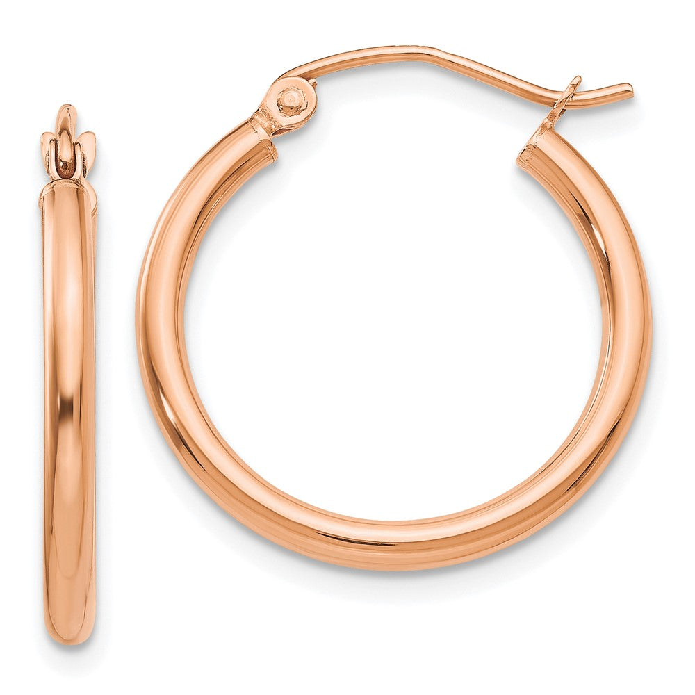 10K Rose Gold 10K Polished 2mm Tube Hoop Earrings