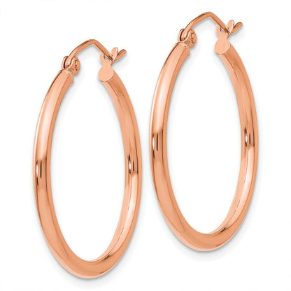 10K Rose Gold 10K Polished 2mm Tube Hoop Earrings