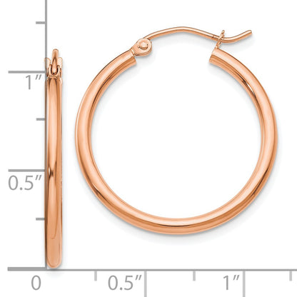 10K Rose Gold 10K Polished 2mm Tube Hoop Earrings