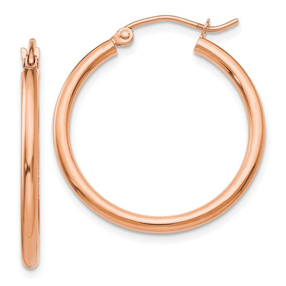 10K Rose Gold 10K Polished 2mm Tube Hoop Earrings