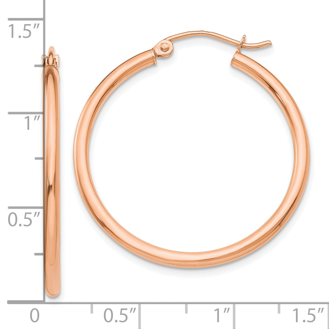 10K Rose Gold 10K Polished 2mm Tube Hoop Earrings