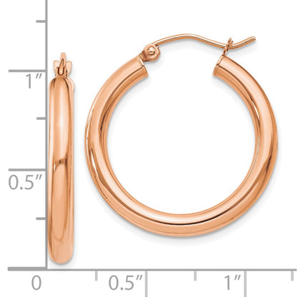10K Rose Gold 10K Polished 3mm Hoop Earrings