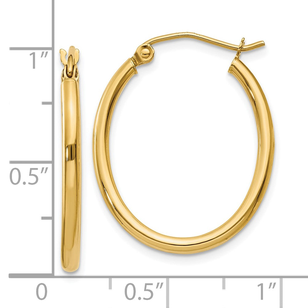 10K Yellow Gold Oval Polished Hoop Earring