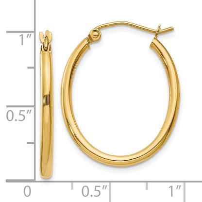 10K Yellow Gold Oval Polished Hoop Earring