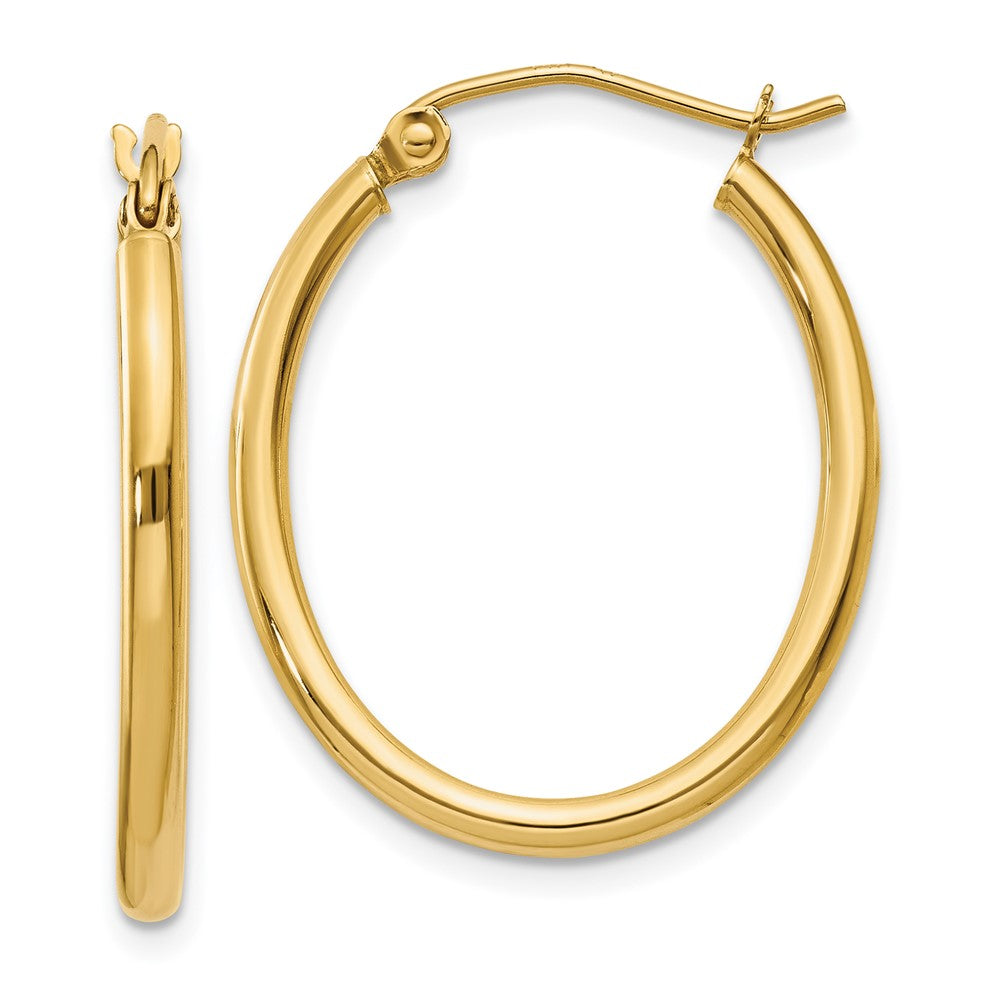 10K Yellow Gold Oval Polished Hoop Earring