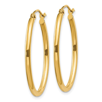 10K Yellow Gold Oval Polished Hoop Earring