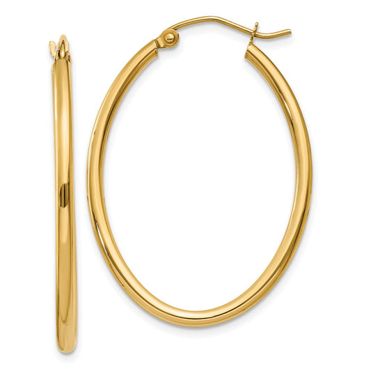 10K Yellow Gold Oval Polished Hoop Earring