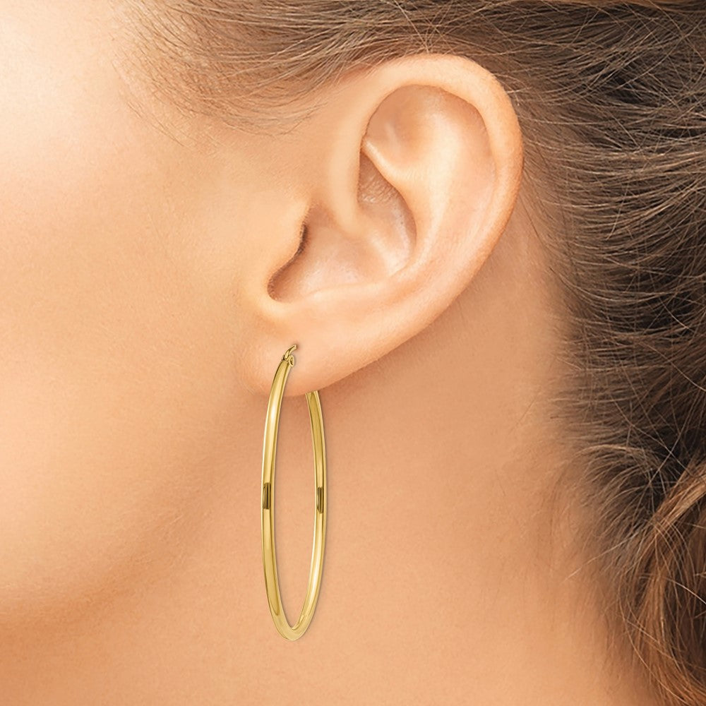 10K Yellow Gold Oval Polished Hoop Earring