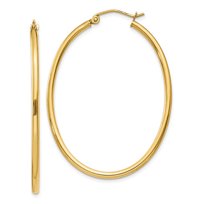 10K Yellow Gold Oval Polished Hoop Earring