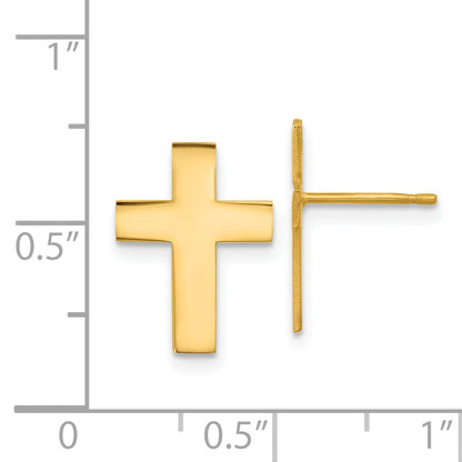 10K Yellow Gold Polished Cross Earrings