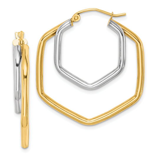 10K Two-Tone Polished Hoop Earrings