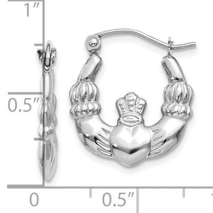 10K White Gold Claddagh Hoop Earrings