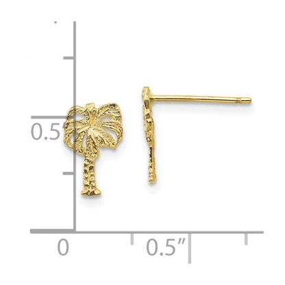 10K Yellow Gold Palm Tree Post Earrings