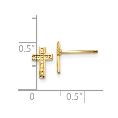 10K Yellow Gold Polished Cross Post Earrings