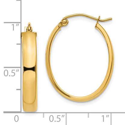 10K Yellow Gold Lightweight Oval Hoop Earrings