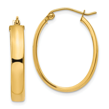 10K Yellow Gold Lightweight Oval Hoop Earrings