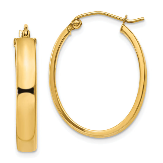10K Yellow Gold Lightweight Oval Hoop Earrings