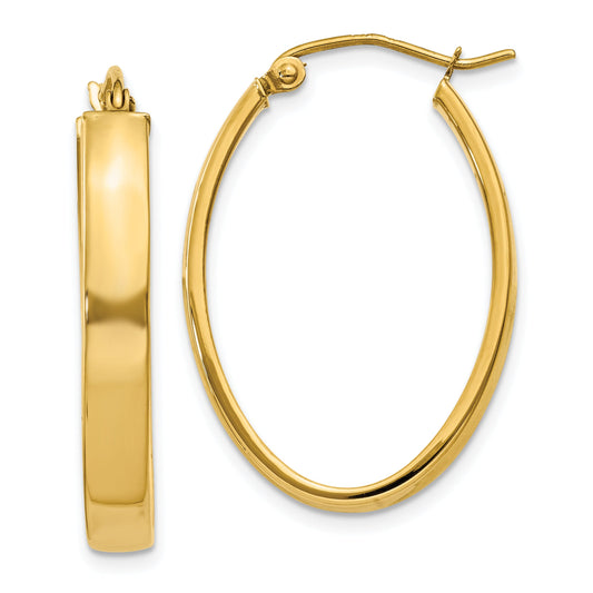 10K Yellow Gold Lightweight Oval Hoop Earrings
