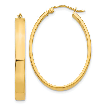 10K Yellow Gold Lightweight Oval Hoop Earrings