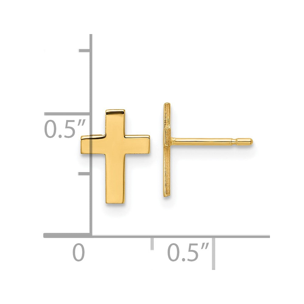 10K Yellow Gold Polished Cross Earrings