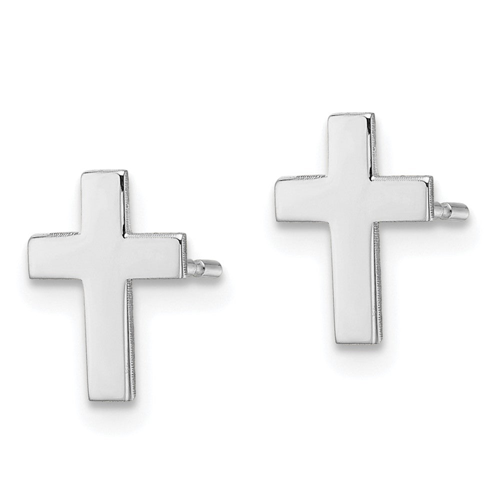 10K White Gold Polished Cross Earrings
