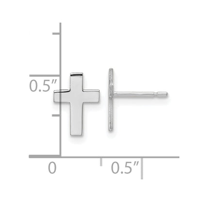 10K White Gold Polished Cross Earrings