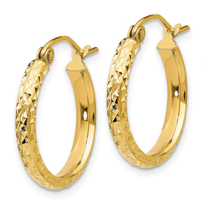 10K Yellow Gold Diamond-Cut 2.8X18mm Hollow Hoop Earrings