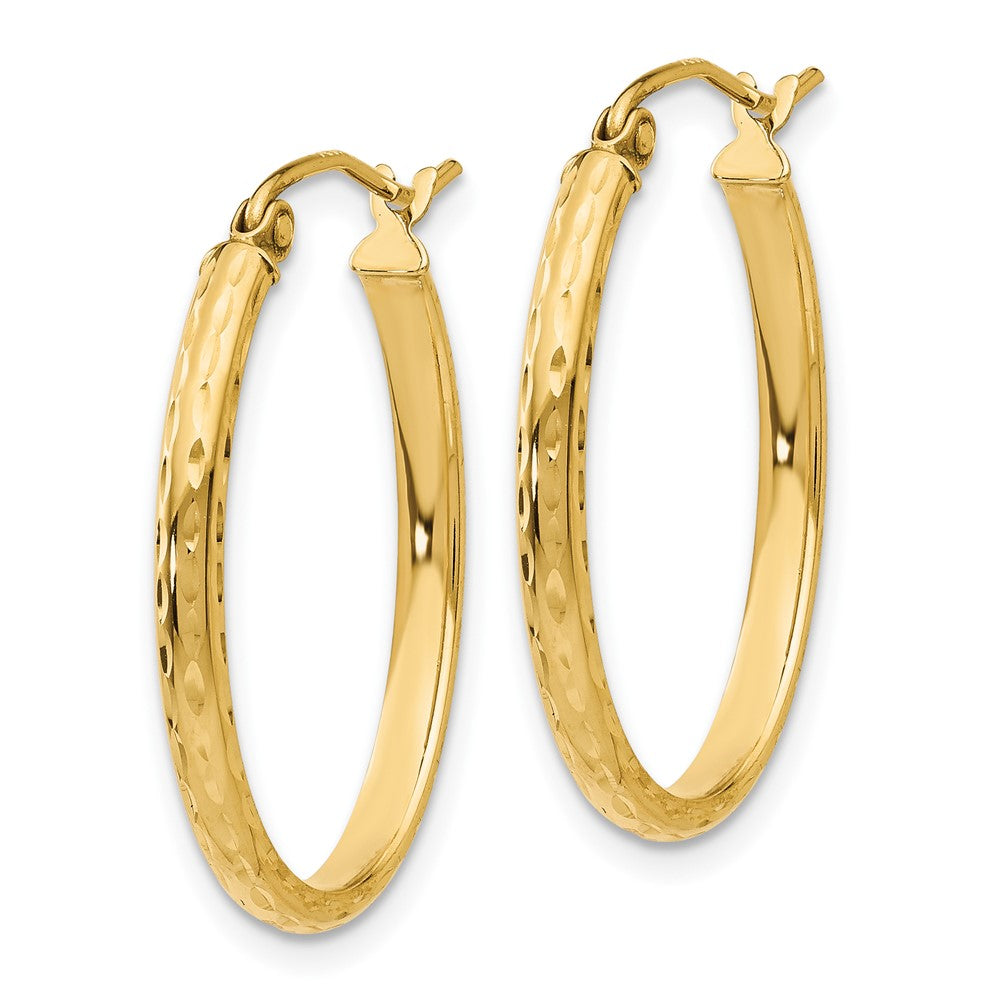 10K Yellow Gold Lightweight Diamond-Cut Oval Hoop Earrings