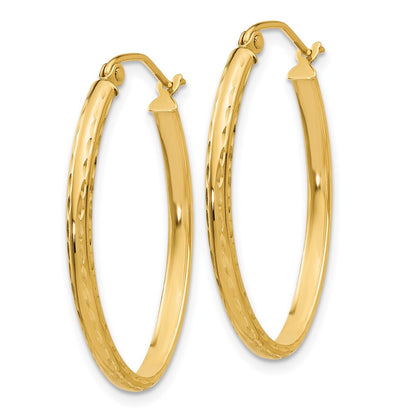 10K Yellow Gold Lightweight Diamond-Cut Oval Hoop Earrings