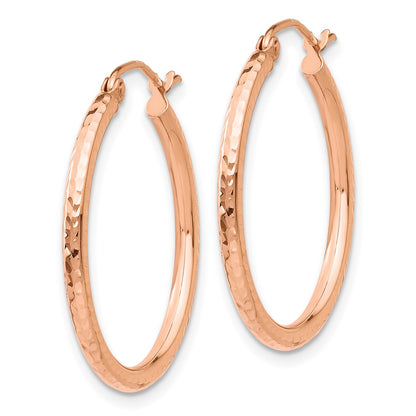 10K Rose Gold 10K Diamond-Cut Polished Hoop Earrings