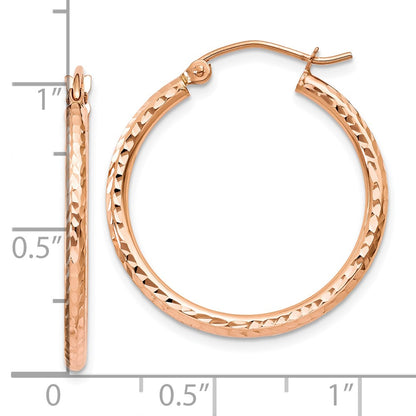 10K Rose Gold 10K Diamond-Cut Polished Hoop Earrings