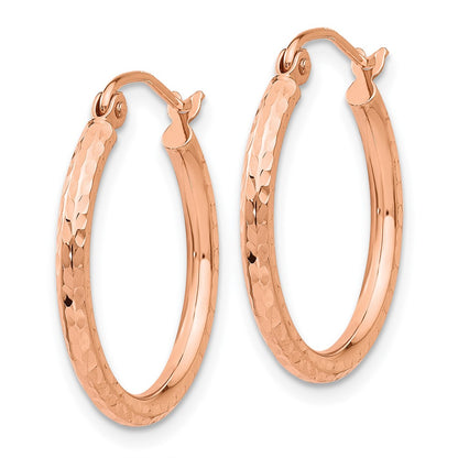 10K Rose Gold 10K Diamond-Cut Polished Hoop Earrings