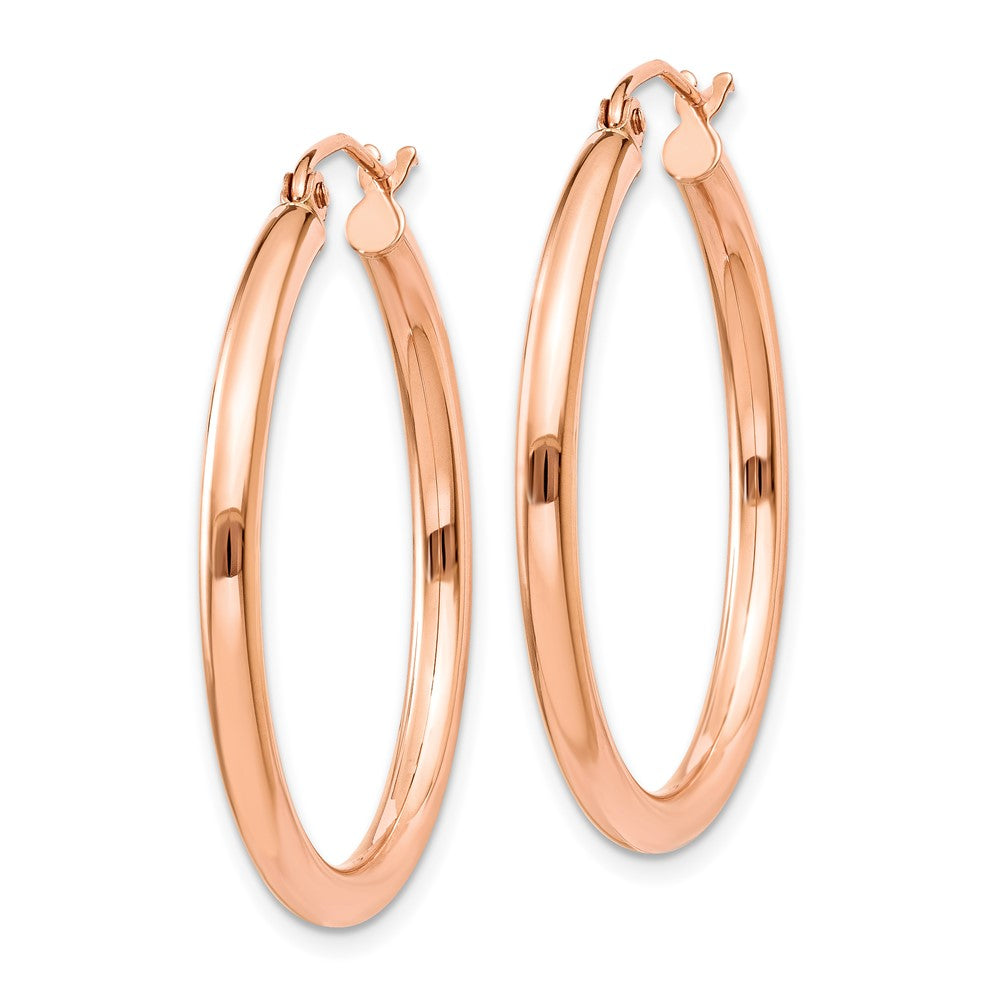 10K Rose Gold Polished 2.5mm Lightweight Tube Hoop Earrings