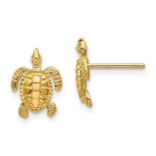 10K Yellow Gold Turtle Post Earrings