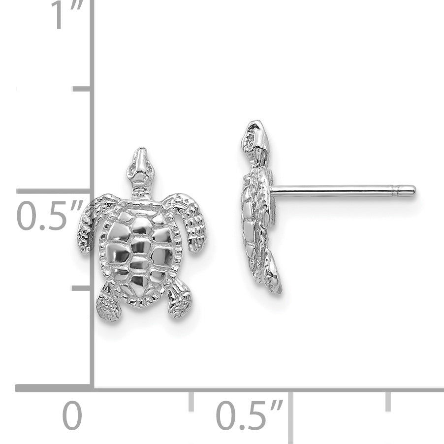 10K White Gold Turtle Post Earrings