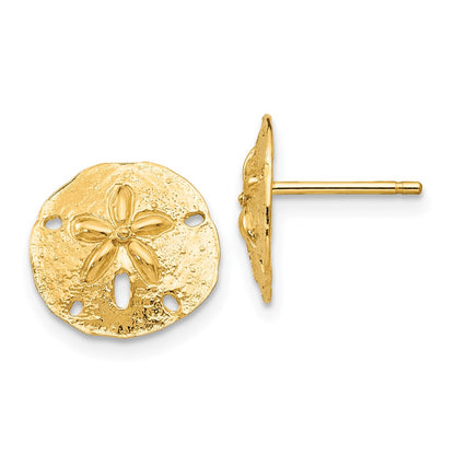 10K Yellow Gold 10K Sand Dollar Post Earrings