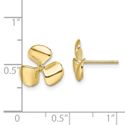 10K Yellow Gold 10K Polished Three Blade Propeller Post Earrings