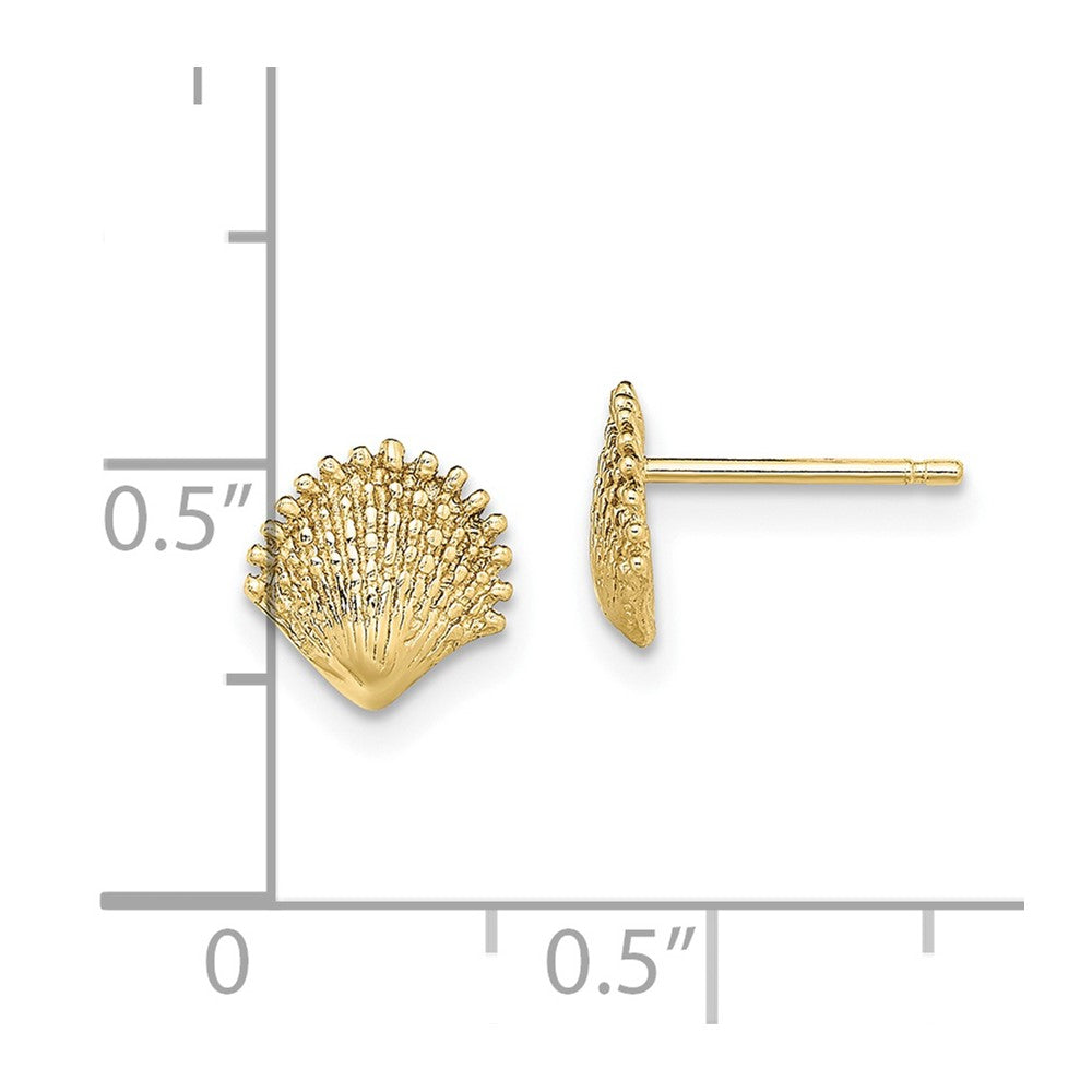 10K Yellow Gold 10K Scallop Shell Post Earrings