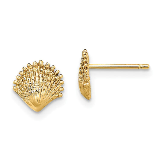 10K Yellow Gold 10K Scallop Shell Post Earrings