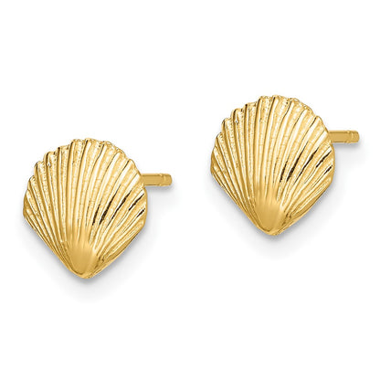 10K Yellow Gold 10K Scallop Shell Post Earrings